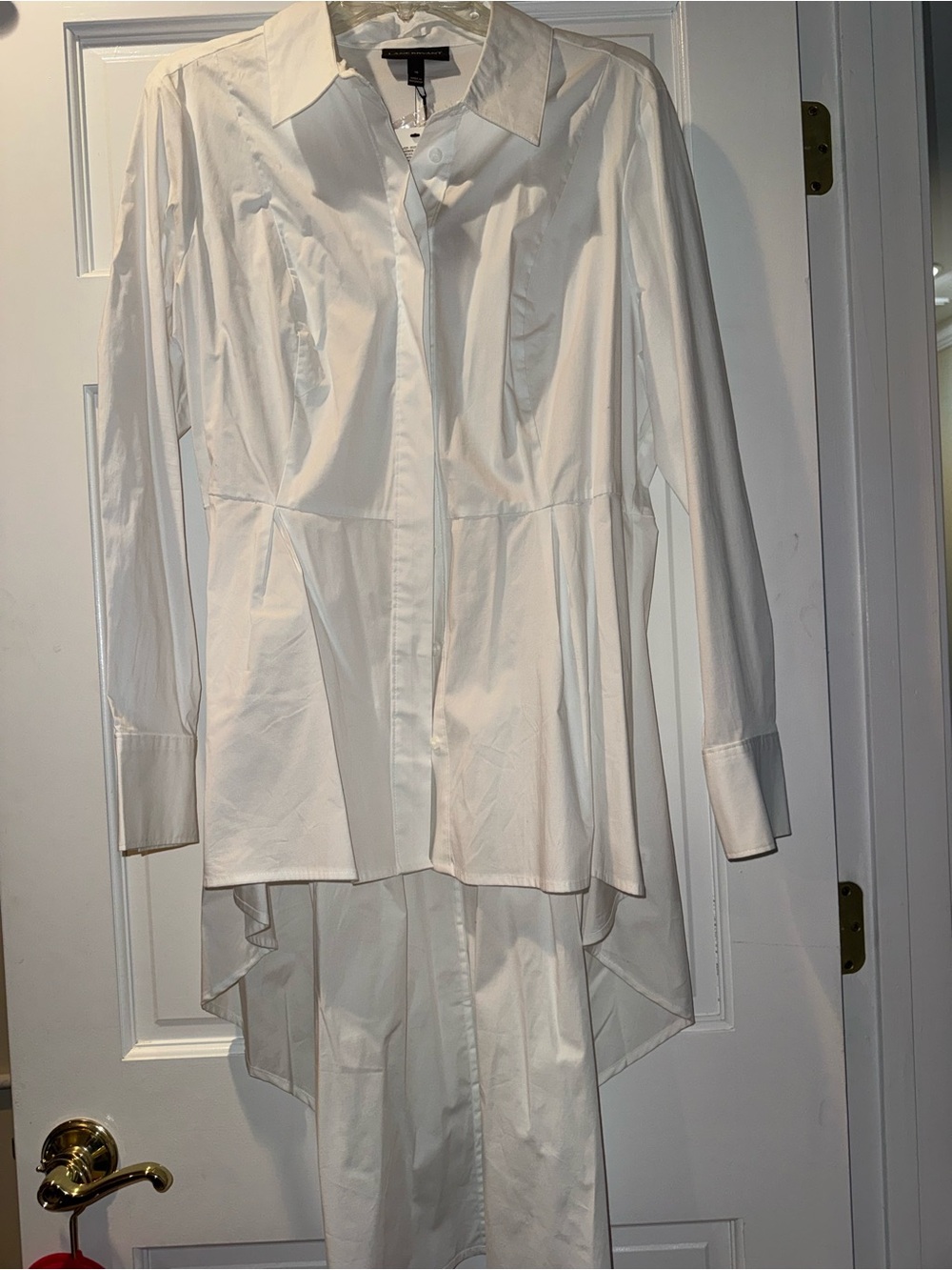 Lane Bryant White Button-Front High-Low Tunic Shirt